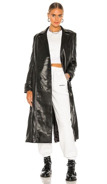 Faux Leather Trench Coat