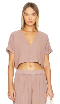 Gauze V Neck Mini Top