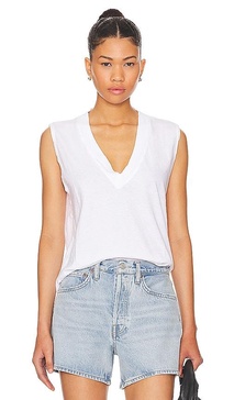 Cotton Sleeveless V Neck Tee