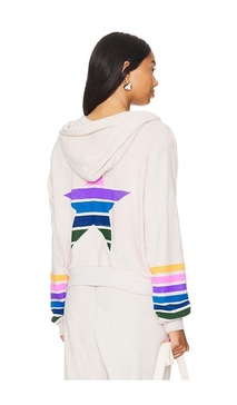 Lachelle Crop Zip Up Hoodie Color Stripe Star