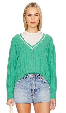 Cashmere Varsity V-neck Sweater