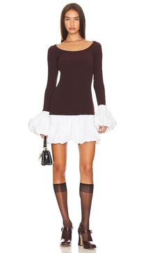 Balloon Contrast Knit Dress