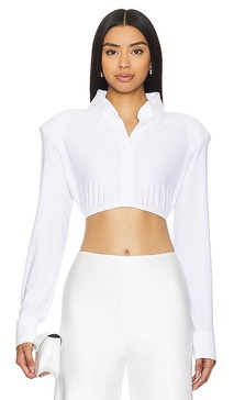 Cropped Shirt With Shoulder Pads