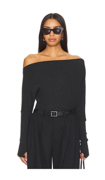 Cashmere Cuffed Off-shoulder Long Sleeve