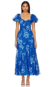 Short Sleeve Sundrenched Maxi Dress In Sapphire Combo