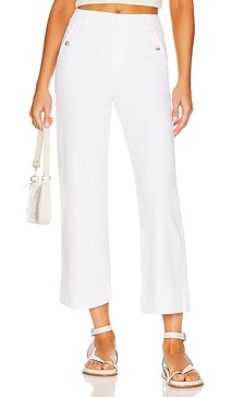 Stretch Twill Cropped Wide Leg Pant