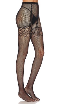 Fishnet With Faux Garter Tight