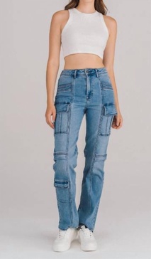 tracy cargo straight jeans in blue