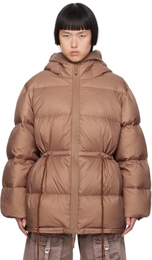 Brown Hooded Down Jacket