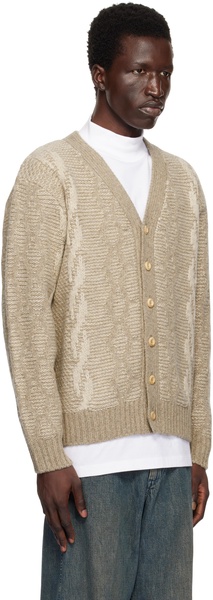 Beige Heavy Cable Pattern Cardigan