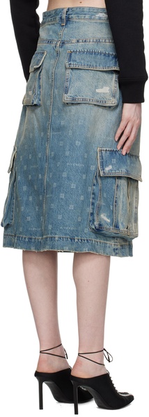 Blue 4G Denim Midi Skirt