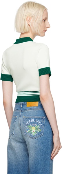 White & Green Draped Tennis Top