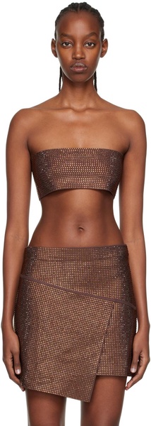 Brown Crystal-Cut Tank Top