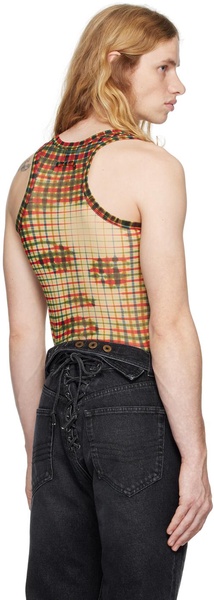 Yellow & Red 'The Tartan Face' Tank Top