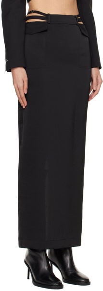 Black Pocket Column Maxi Skirt