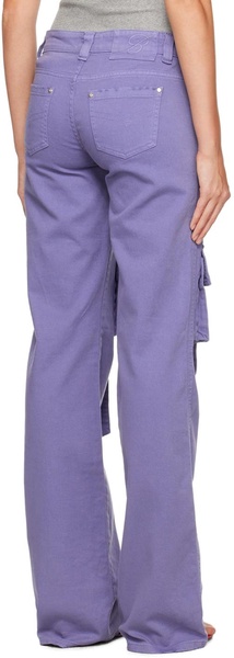 Purple Cinch Strap Cargo Pants