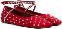 Red Ane Crystal Lace Up Ballerina Flats