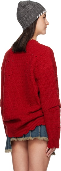 Red Roghen Wool Long Cardigan