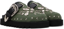 SSENSE Exclusive Green & Black Eyelet Metal Sabot Loafers