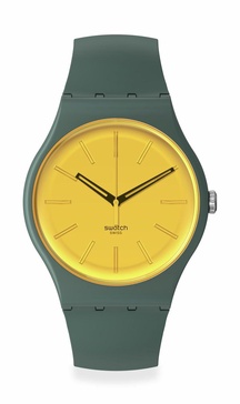 Swatch Unisex Casual Green Watch Bio-sourced Material Quartz Gold in The Garden