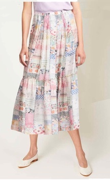 garden midi skirt in patchwork diary