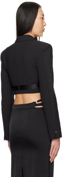 Black Interlock Tuxedo Blazer