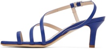 Blue Twist Strap Heeled Sandals