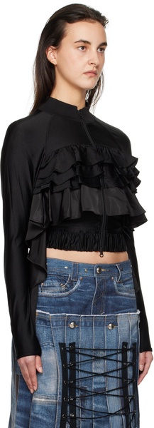 Black Riley Ruffle Tight Zip Up Jacket