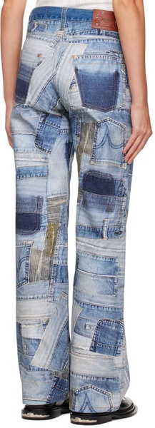 Blue Patchwork Jeans