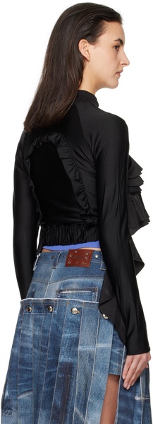 Black Riley Ruffle Tight Zip Up Jacket