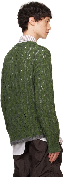 Green Two-Tone Wave Sweater