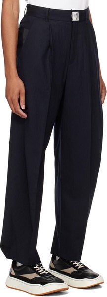 Navy Pleated Trousers