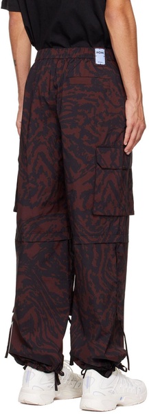 Burgundy Printed Cargo Pants