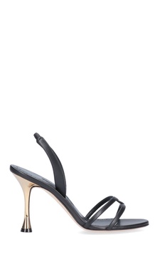 Manolo Blahnik Racita Metallic Strapped Sandals