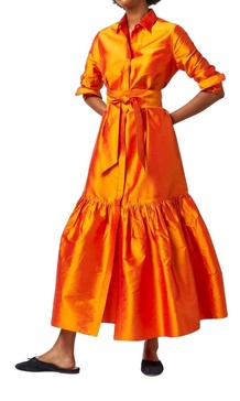 manon dress in tangerine silk shantung