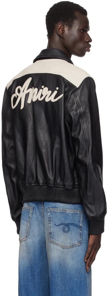 Black MA Swirl Band Leather Jacket