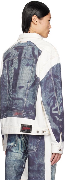 White & Blue Trompe L'oeil Denim Jacket