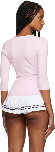 Pink Cutout Long Sleeve T-Shirt