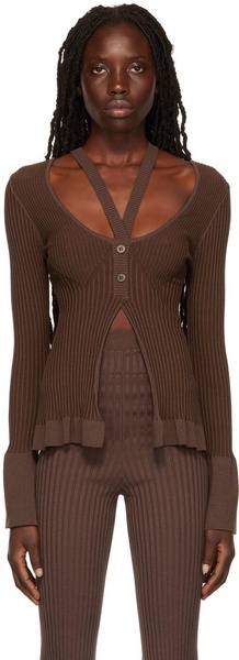 Brown Layered Cardigan