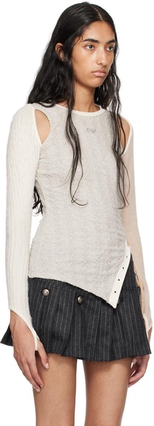 Gray & Beige Braids Cutout Sweater