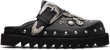 Black Eyelet Metal Sabot Slippers