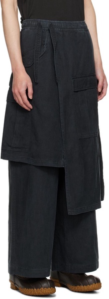 Black Asym Hakama Cargo Pants