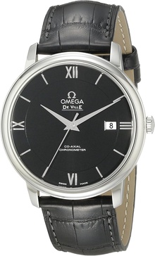 Omega Men's 42413402001001 Stainlesss Steel Watch with Black Leather Band