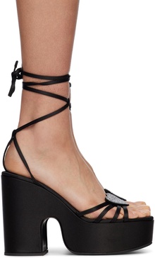 Black Bianca Heart Platform Sandals