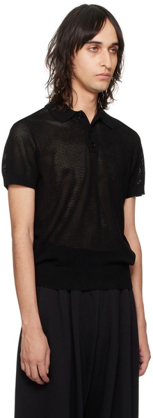 Black Spread Collar Polo