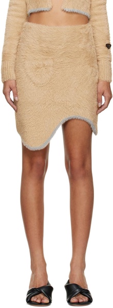 Beige Venus Faux-Fur Miniskirt