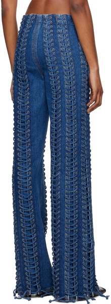 Blue 'The Lace-Up' Jeans