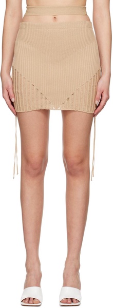 Beige Cutout Miniskirt