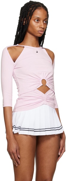 Pink Cutout Long Sleeve T-Shirt