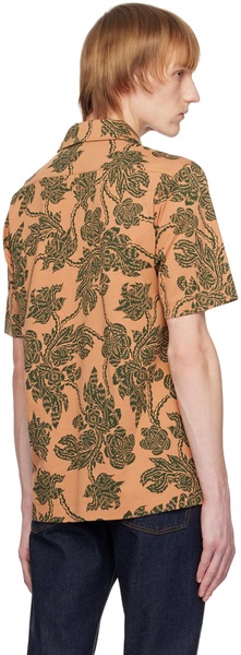 Tan & Green Floral Polo